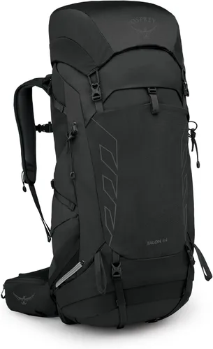 Osprey Talon 44L Mochila de senderismo ligera para hombre, mochila para viajes y campamento, negro/gris carbón, S/M