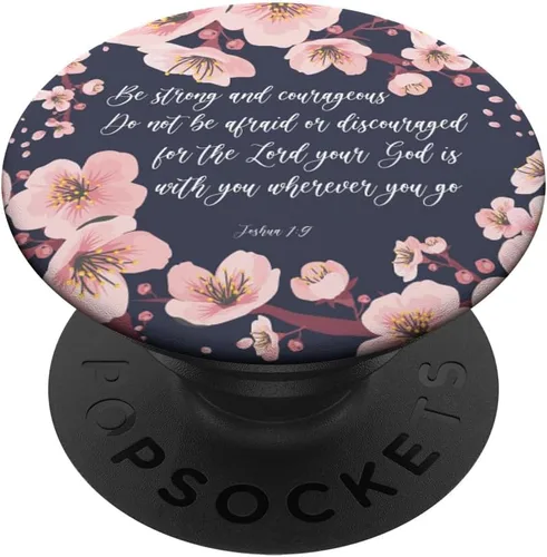 Joshua 1 9 Cristiano Biblia Verso Rosa Azul Scripture Cita PopSockets Swappable PopGrip