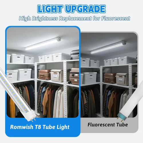 Miniatura 6 de Romwish Tubo de luz LED T8 de 36 pulgadas, 14 W (equivalente a 30 W), 1600 LM, luz diurna de 5000 K, tipo A+B Plug & Play o derivación de lastre, 3ft