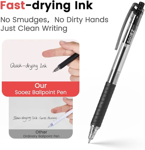 Miniatura 4 de Sooez Paquete de 12 bolígrafos a granel, bolígrafos de escritura suave con agarre suave, bolígrafo de tinta negra retráctil, bolígrafos de punta