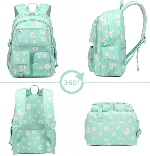 Miniatura 2 de Daisy - Mochila escolar para niñas, con lonchera, juego de bolsa de libros, mochilas para adolescentes y niñas