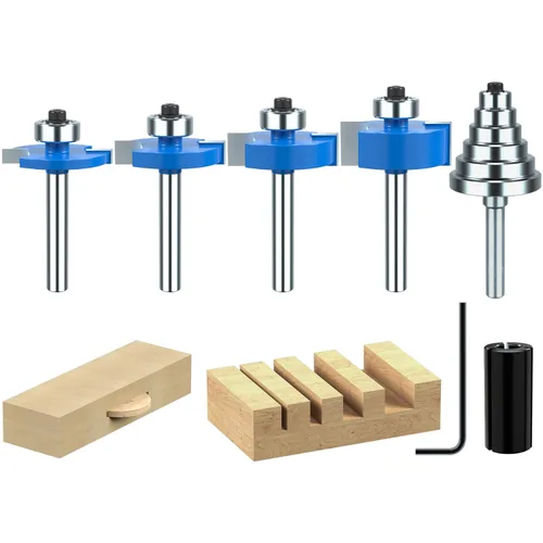 Broca de enrutador Rabbet de vástago de 1/4 de pulgada de 1/8 pulgadas, 1/4 pulgadas, 3/8 pulgadas, 1/2 pulgadas, altura de corte, 4 piezas de broca