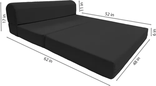 Miniatura 7 de D&D Futon Furniture. Cama plegable de espuma para silla, sofá estudio, colchón de espuma plegable para invitados (6 x 48 x 72 pulgadas, negro)