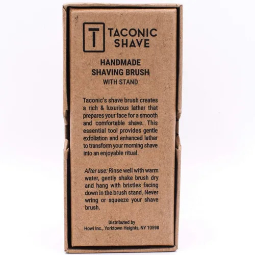 Miniatura 5 de Taconic Shave Cepillo de afeitar de lujo 100% de tejón puro de 3 bandas con madera de haya de lujo y mango cromado, soporte de afeitado incluido