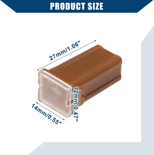 Miniatura 5 de Fusibles de micro cartucho de 70 A/FMM interior del motor Fusibles tipo caja M para coche camión, metal plástico duradero, 10 unidades, marrón