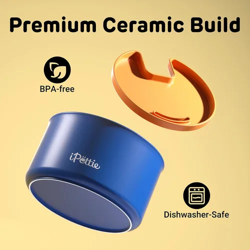 Miniatura 2 de iPettie Fuente de agua de cerámica para gatos, dispensador de agua inalámbrico para mascotas de 3.5 L/118 onzas con 3 modos de agua, bomba ultra