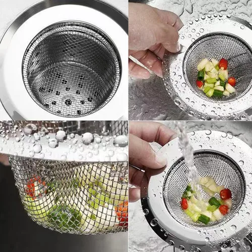 Miniatura 2 de Colador de fregadero de acero inoxidable de malla fina para fregadero de cocina, borde ancho grande de 4.3 pulgadas de diámetro, 2
