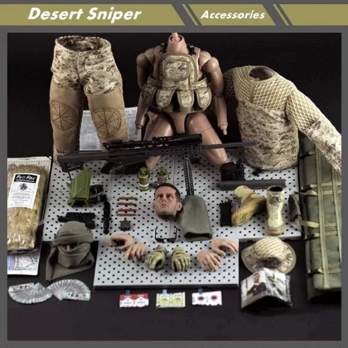 Miniatura 6 de Figura de acción de Fuerzas Especiales de 12 pulgadas con gran detalle del equipo SWAT (Sniper - Desierto)