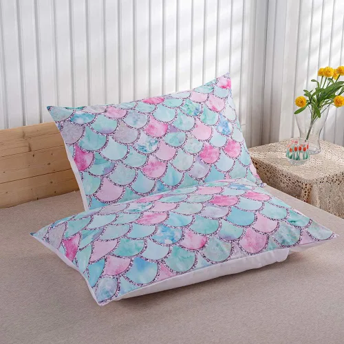 Miniatura 7 de MUSOLEI Juego de edredón de sirena para niñas, colcha de sirena con escamas arcoíris 3D, juego de ropa de cama twin duradero para niñas, juego