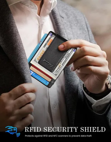 Miniatura 4 de Kinzd Pinza para billetes, bolsillo frontal, cartera de piel con bloqueo de RFID fuerte imán cartera delgada RFID Blocking, Strong Magnet, thin