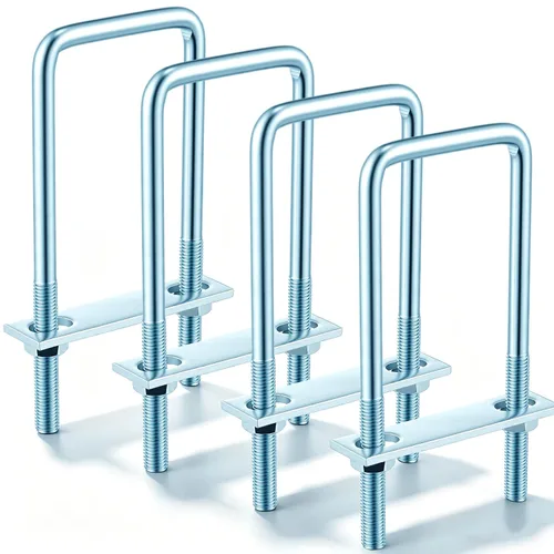 Miniatura 11 de Dunzy 6 pernos cuadrados en U chapados en zinc, perno en U de acero al carbono resistente, suministros industriales y científicos para tubo