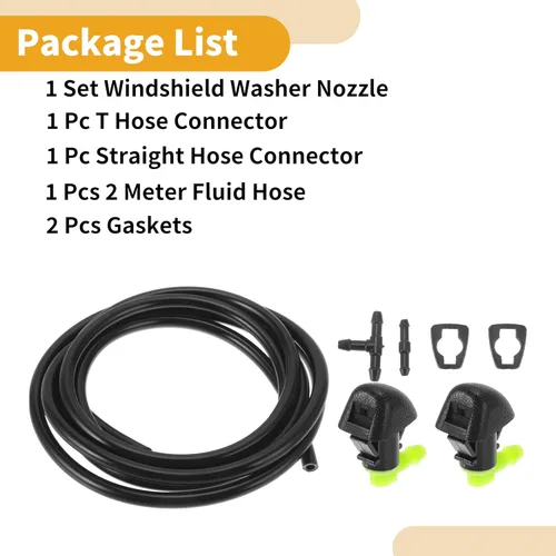 Miniatura 6 de Kit de boquilla para limpiaparabrisas para Honda Pilot 2009-2014 No.76810SZAA01ZA con juntas t conector de manguera, conector de manguera recta