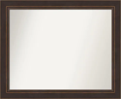 Miniatura 38 de Amanti Art Espejo de pared de madera no biselada (29 x 40 pulgadas), marco de bronce antiguo, espejo de baño bronce, XL