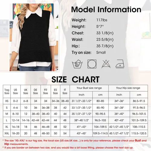 Miniatura 5 de PEIQI Suéter de punto para mujer, sin mangas, liso, casual, básico