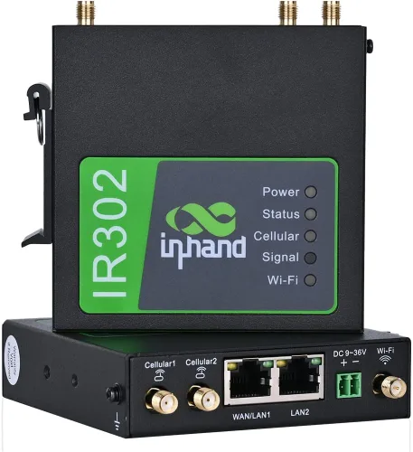 Miniatura 10 de InHand Networks IR302 Router industrial IoT LTE 4G VPN, LTE Cat 1+ Wi-Fi, ranuras para tarjetas SIM duales, gestión por plataforma en la nube