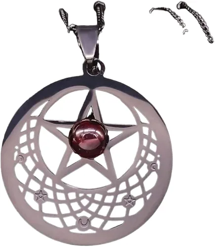 Collar de acero inoxidable con pentagrama de brujería 2023 para mujer, collar de cristal de color negro, joyería Bisuteria N549S02