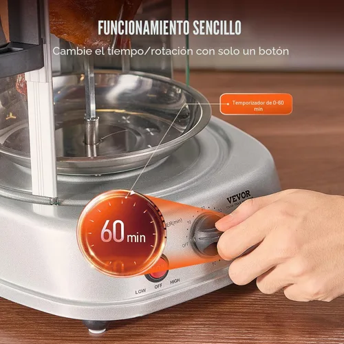 Miniatura 4 de VEVOR Shawarma - Máquina de parrilla de pollo, máquina de cocina vertical Shawarma de pollo, máquina eléctrica de acero inoxidable para asador