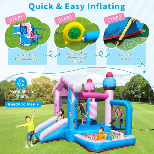 Miniatura 6 de TOAOB Casa de Rebote Inflable - Casa de Rebote de 8 en 1 para Niños de 3 a 6 años, Castillo Hinchable para Saltar en Interiores y Exteriores