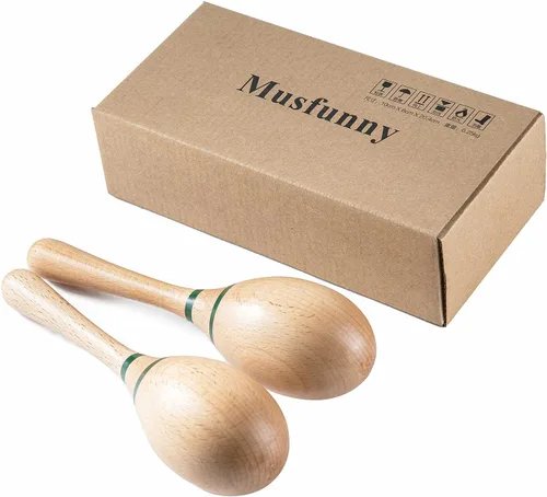 Miniatura 5 de Musfunny Maracas Sonajeros de Percusión de Mano, Material de Madera de Haya Shakers de Rumba con Sonidos Claros y Profesionales Instrumento Musical