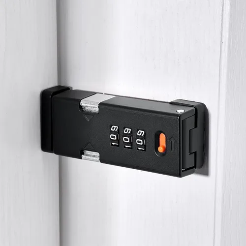 Miniatura 9 de INIRET Cerradura de gabinete, pestillos de puerta de granero, cerraduras de seguridad de combinación de 3 dígitos, cerradura de seguridad