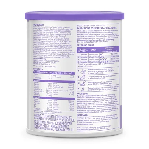 Miniatura 2 de Bubs Essential - Fórmula infantil con hierro, polvo a base de leche de vaca, para bebés de 0 a 12 meses, hecha con leche sin OMG, 20 onzas