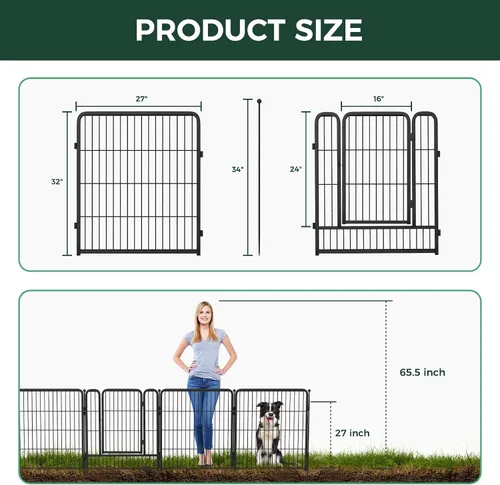Miniatura 5 de FXW - Valla de jardín metálica y resistente para exteriores, barrera para perros y conejos, fácil instalación, negro, 32 pulgadas de alto x 4.5 pies