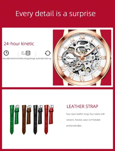 Miniatura 8 de Reginald Reloj mecánico para mujer, en forma de corazón, movimiento mecánico de oro, reloj mecánico automático para mujer, Negro -, Moda casual