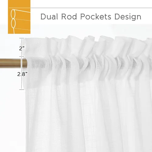 Miniatura 2 de RYB HOME Cortinas extralargas de 108 pulgadas de largo, transpirables con bolsillo para barra, cortinas traslúcidas blancas para sala de estar