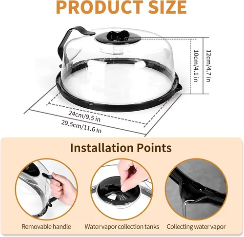 Miniatura 2 de Cubierta para salpicaduras de microondas, cubierta de microondas con vaporizador de agua, cubiertas de plato de 10 pulgadas con mango integrado