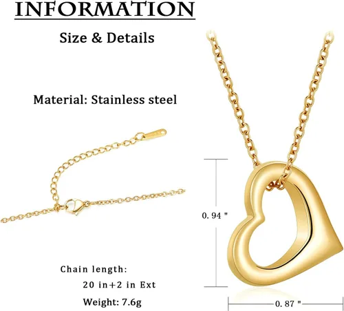 Miniatura 37 de constantlife Joyería de cremación para cenizas – Colgante de corazón conmemorativo collar de urna conmemorativa soporte para cenizas de acero