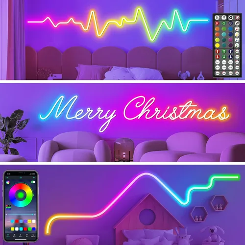 Miniatura 4 de LETIANPAI Luces de Cuerda de Neón de 120 Pies, Luces de Cuerda LED Flexibles con Control por App/Control Remoto, Múltiples Modos de Sincronización