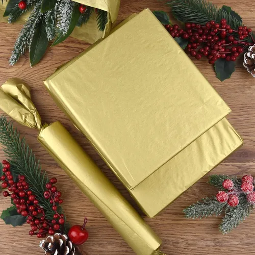 Miniatura 4 de TUPARKA 60 hojas de papel de seda dorado, papel de seda de Navidad, papel de envolver, papel de regalo para bricolaje y manualidades, decoración