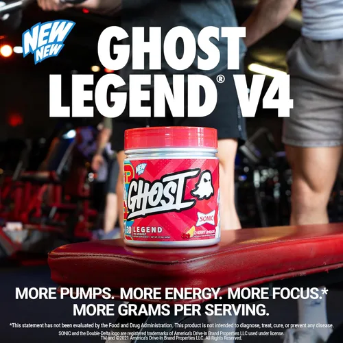 Miniatura 2 de GHOST Legend - Polvo de preentrenamiento, Sonic Cherry Limeade - 30 porciones - Pre-entrenamiento para hombres y mujeres con colina, L-citrulina