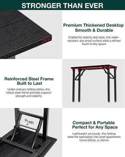 Miniatura 8 de Frylr Pequeño escritorio plegable para computadora, mesa portátil de 35.8 pulgadas para manualidades y estudio, escritorio ligero para espacios