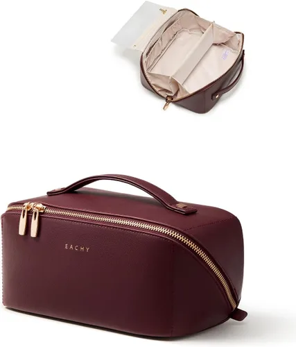 Miniatura 32 de EACHY Bolsa de Maquillaje de Viaje, Bolsas de Cosméticos de Gran Capacidad para Mujeres, Bolsa Portátil Impermeable que se Abre Plana, Bolsa de Aseo