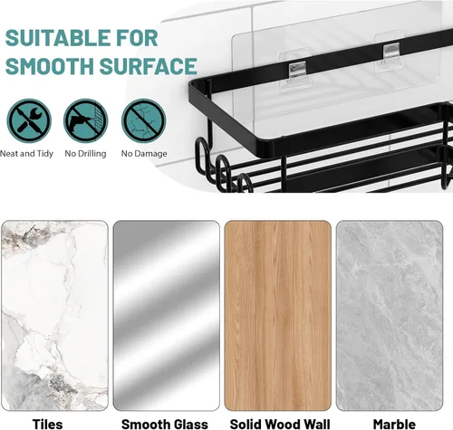 Miniatura 5 de StorageRight Organizador de ducha de esquina, paquete de 3 accesorios de baño adhesivos con soporte para jabón, estante organizador de ducha