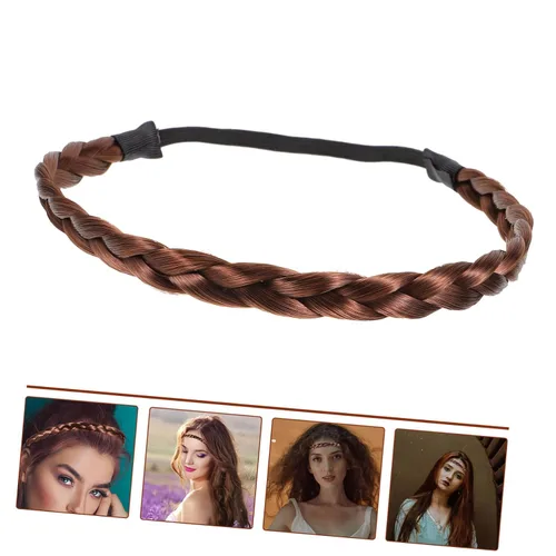 Miniatura 9 de FRCOLOR Trenzas gruesas y anchas trenzadas de cabello sintético trenzado elástico para mujer, diadema trenzada para mujer, diadema ancha y gruesa