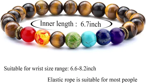 Miniatura 18 de Hamoery Pulsera de chakra de 0.315 in para hombre y mujer, 0.315 in, piedra natural, pulsera de yoga