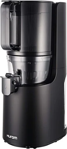 Hurom Exprimidor lento H200 fácil de limpiar, negro mate, manos libres, tolva se adapta a productos enteros, motor silencioso, limpieza sin frotar,