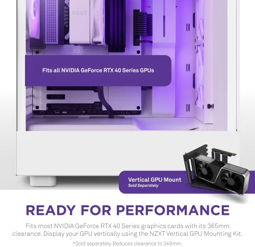 Miniatura 7 de NZXT H5 Flow RGB Estuche compacto ATX para juegos de PC de torre media – Panel frontal perforado de alto flujo de aire – Panel lateral de vidrio