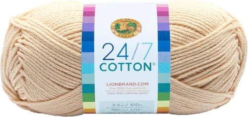 Miniatura 123 de Lion Brand Yarn, Hilo ligero mercerizado de algodón 24/7 para tejer, ganchillo y manualidades, Almirante, 1 paquete, 185 yardas de fibra natural