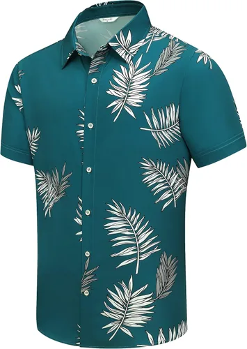 Miniatura 50 de SheLucki - Camisa hawaiana para hombre, unisex, de manga corta, con botones, para la playa y el verano, ropa casual estampada con sombra de palmas
