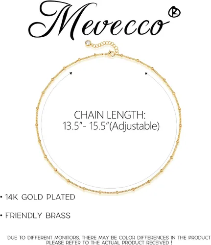 Miniatura 4 de MEVECCO - Delicada gargantilla y collar de cadena chapada en oro de 14 quilates, joyería de regalo para mujer
