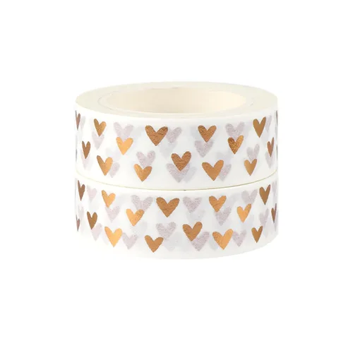 NatSumeBasics 2 cintas Washi Love Washi con corazones para álbumes de recortes, cinta adhesiva con purpurina para decoración de vacaciones, bodas