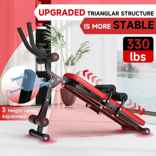 Miniatura 5 de Bigzzia Máquina de abdominales, 5 en 1 ajustable, banco de entrenamiento abdominal, entrenador de abdomen para entrenamiento de estómago, máquina