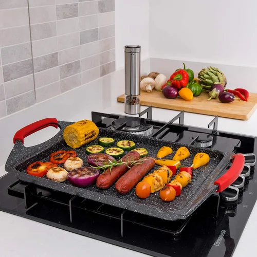 Miniatura 7 de Moss & Stone Sartén Cuadrada para Parrilla para Cocinar en Interiores, Sartén de Freír de 9.5 Pulgadas de Cobre Antiadherente para Saltear y Freír