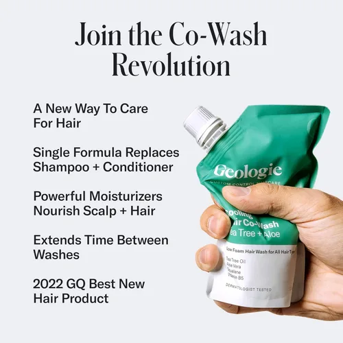 Miniatura 2 de Geologie Cooling Hair Co-Wash Limpiador de cabello, acondicionador, máscara y suero 4 en 1, aceite de árbol de té, aloe vera, escualano y fórmula
