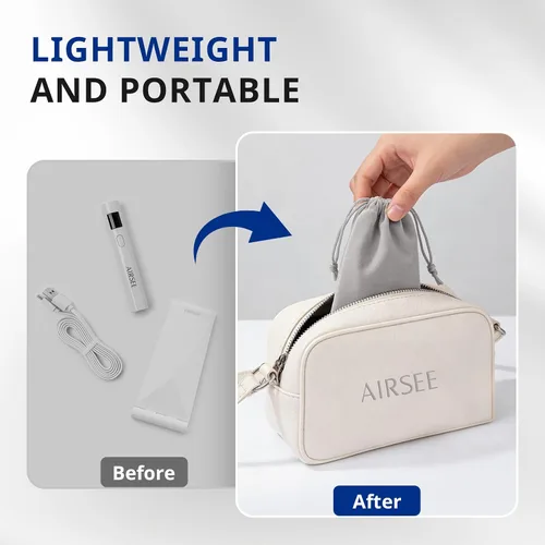 Miniatura 4 de AIRSEE Mini luz UV de mano con bolsa de almacenamiento y soporte, lámparas de uñas inalámbricas y portátiles, 2 temporizadores y pantalla LCD