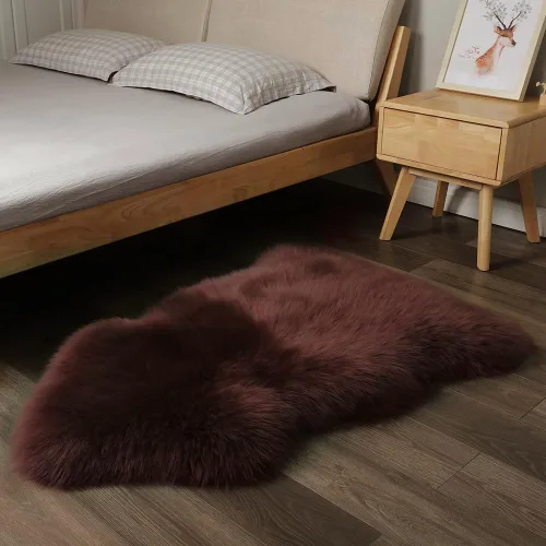 Miniatura 8 de IRIWOOL Alfombra de piel de oveja auténtica de alta calidad, piel de oveja australiana, esponjosa, de lujo, natural, de piel de cordero esponjosa