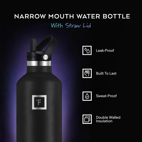 Miniatura 2 de IRON °FLASK Frasco de hidratación para acampar y senderismo con popote, botella de agua deportiva de acero inoxidable aislada sin BPA, 32 onzas